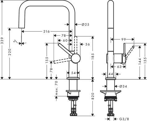 Hansgrohe TALIS M54 220 змішувач для кухні, одноважільний, 1jet, колір покриття сталь.