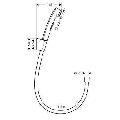 HANSGROHE гигиенический душ, со шлангом 1,60 м и держателем, &frac12;&rsquo;