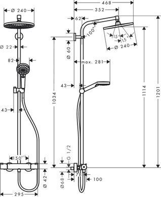 CROMETTA S 240 1jet Showerpipe душевая система c термостатом, хром