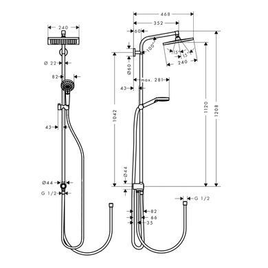 CROMETTA E 240 1jet Showerpipe Reno душова система EcoSmart 9 л/хв, хром