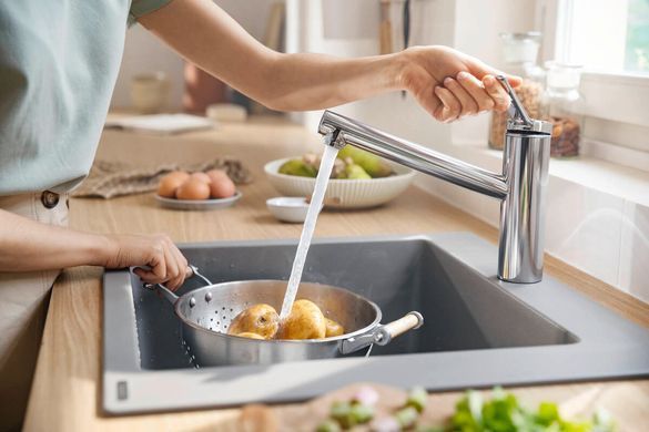 S510-F450 мойка для кухни, встроенная, размеры выреза: 54*49см, из материала Silicatec, цвет светлый серый