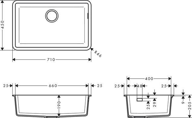 S510-U660 мойка для кухни 660, цвет черный графит