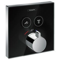 SHOWERSELECT термостат для двух потребителей, стеклянный, см черный/хром